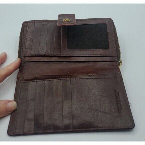 Valentina Genuine Embossed Floral Pattern Design Dark Red Leather Wallet Italy - Picture 4 of 12